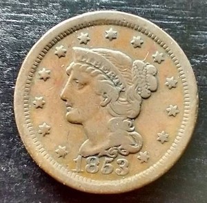 1853 Braided Hair Large Cent