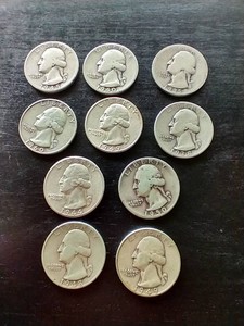 (10) Silver Washington Quarters