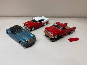 Three Vintage Model Cars - BelAir, Chevrolet Pickup and MGA Roadster