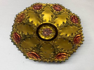 Antique Gofus Glass Plate Roses Pattern