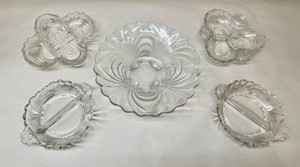 Cambridge Caprice Clear Footed Bowl and Divided Relish Dishes