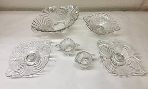 Cambridge Caprice Clear Footed Bowls, Tidbit Trays, Creamer and Sugar Bowl Set