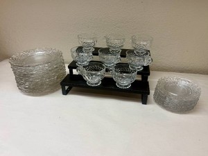 Cambridge Caprice Clear Dessert Plates and Punch Cups and Plates