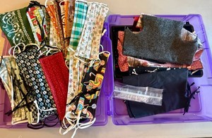 Assorted Masks and Covid Mask-Making Materials