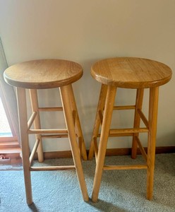 Two Light Wood Bar Stools