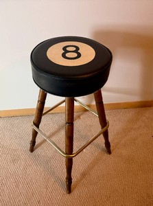 Eight-Ball Vinyl and Wood Stool