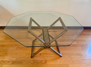 Retro Octagon Glass Top Coffee Table