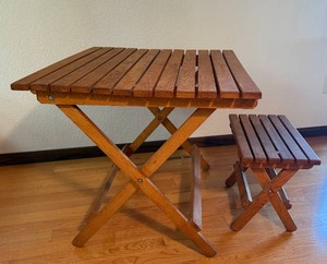 Solid Wood Folding Table and Bench