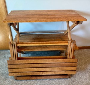 Three Solid Wood Folding Coffee Tables