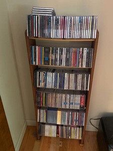 Wooden CD Rack and CDs