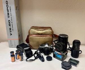 Vintage Canon AE-1 Program  35 MM SLR Film Camera and Accessories