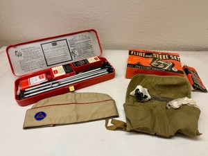 Sears Gun Cleaning Kit, Boy Scout Flint and Steel Set and Civil Air Patrol Cap and Pin