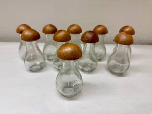 MCM Glass and Wood Mushroom Style Spice Jars