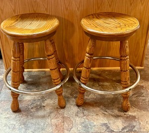 Two Wooden Bar Stools