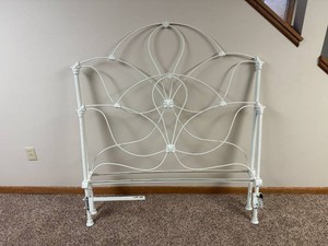 Antique White Iron Headboard and Footboard