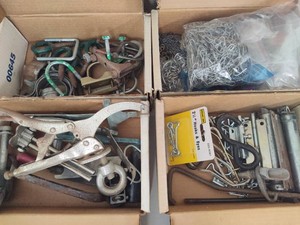 Assorted Metal Hooks, Chains, Tools, etc.