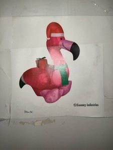 Small Blow up Santa Flamingo Yard Decor