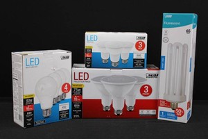 Feit Electric LED & Fluorescent Bulb Mixed Lot - 4 Retail Packs