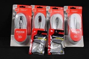 RCA 50 Ft Phone Cords & GB RJ45 Connectors Mixed Lot