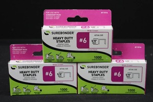 Surebonder #6 Heavy Duty Staples 516in 1000ct (Lot of 3)