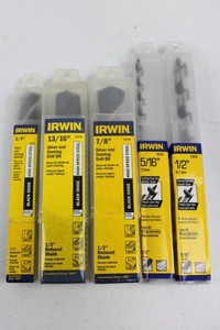 Irwin High-Speed Steel & Auger Drill Bit Assortment (Lot of 5)