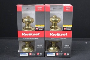 Kwikset Signature Series Keyed Entry Door Knobs SmartKey Brass (Lot of 2)