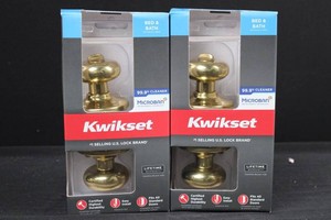 Kwikset Bed & Bath Brass Door Knobs (Lot of 2)