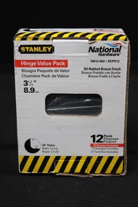 Stanley National Hardware N612-062 3-12in Oil-Rubbed Bronze Hinges 12-Pack