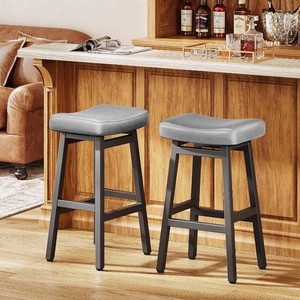 $130 Raynesys 29 Inche Bonded Leather Counter Height Bar Stools Set of 2 Curved