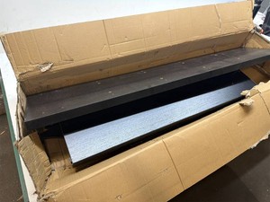 Black shelves.
