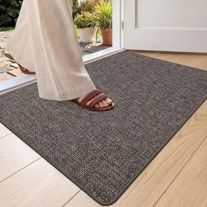 Color&Geometry Ultra-Thin Indoor Door Mat Entrance,24x36 Grey-Brown Linen