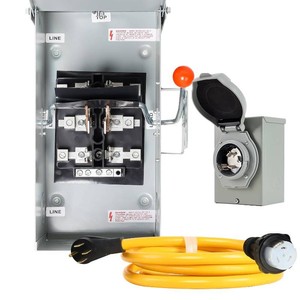 $200 50 AMP Generator Transfer Switch Kit Pre-Drilled,Twist Lock Connector,Include Transfer Switch SS2-50P Inlet Box&15 FT 50 Amp L14-50P Cord,Twist Lock Connector,Outdoor and Indoor