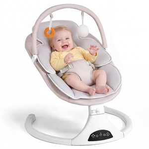 Electric Baby Swing with Remote Control,5 Speeds&Portable&Cozy(0-6M,greywhite)