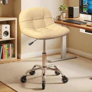 Rolling Stool Chair with Wheels, Height Adjustable Stool with Back Support, Office Drafting Chair with PU Leather Cushion for Home Office Kitchen Vanity Salon Garage Tattoo Dentist Esthetician(White)