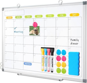 Dry Erase Calendar Whiteboard for Wall, 24 x 18 Monthly White Board