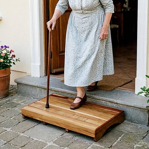 Acacia Wood Bed Step Stool for Adults Elderly Kids, Height 3.5 inches