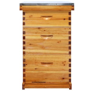 $125 Langstroth 10 Frame Beehive Beeswax Coated, Complete Bee Hive Boxes Starter Kit Includes 2 Deep Hive Boxes and 1 Super Hive Box with Bee Frames and Foundations