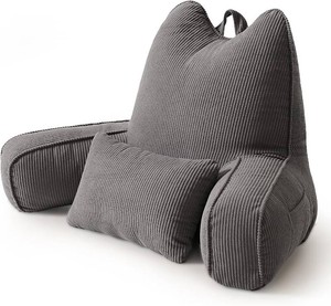 Patented Design Reading Pillow for Bed & Couch, Dark Grey