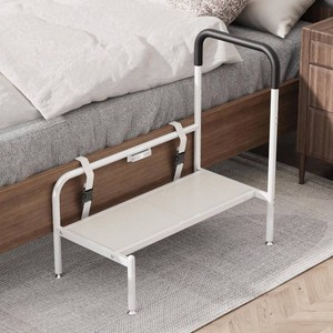 $130 Bed Step Stool for Adults, Bedside Steps for Elderly Seniors with Non-Slip Handle & LED Light, Stable Assist Rail for High Beds