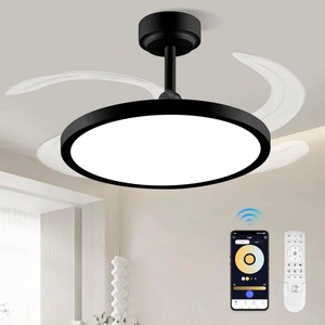 BAYSQUIRREL Slim Retractable Ceiling Fan with Lights and RemoteAPP Control