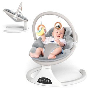Electric Baby Swing with Remote Control,5 Speeds&Portable&Cozy(0-6M,Grey)