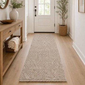 Wool Cotton Knit Popcorn Runner Rug- Beige (2.5 x 8)
