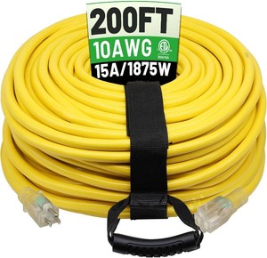 $207 POWGRN 200 Ft 10AWG Outdoor Extension Cord, Yellow