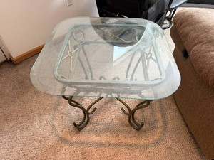 Glass Top Side Table 26 x 26 x 22 Tall