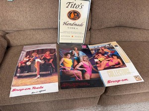 Metal Titos Sign & Vintage Snap-On Calendars