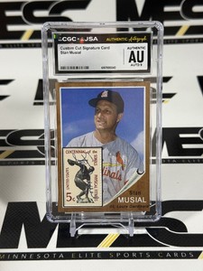 Stan Musial Autograph CGCJSA Authenticity Slab Custom Cut Signature Baseball Card