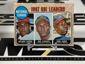 Hank Aaron  Roberto Clemente  Orlando Cepeda 1968 Topps NL RBI Leaders #3 Vintage Baseball Card