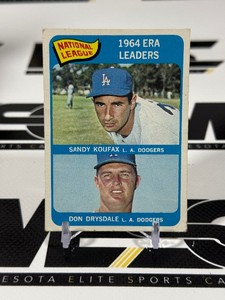 1965 Topps NL Era Leaders #8 - Koufax  Drysdale - Vintage Baseball Card
