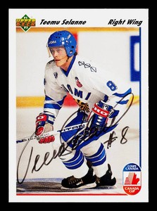Teemu Selanne Autograph 1991-92 Upper Deck #21 Hockey Card