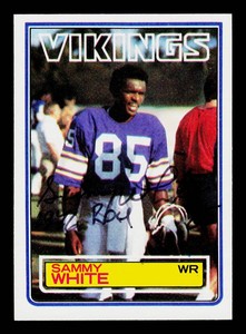 Sammy White Autograph w ROY Inscription 1983 Topps #107 Minnesota Vikings Football Card
